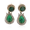 Image 1 : SILVER 33.08ctw Green Crystal and Cubic Zirconia Earrings