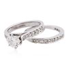 Image 7 : 18KT White Gold 1.10ctw Diamond Wedding Ring Set