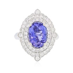 18KT White Gold 3.19ct Tanzanite and Diamond Ring