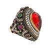 Image 2 : SILVER 20.77ctw Multicolor Gemstone Ring