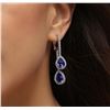 Image 2 : 14KT White Gold 8.52ctw Tanzanite and Diamond Earrings