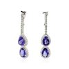 Image 3 : 14KT White Gold 8.52ctw Tanzanite and Diamond Earrings