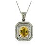 Image 3 : 14KT White Gold 3.50ct Sapphire and Diamond Pendant With Chain