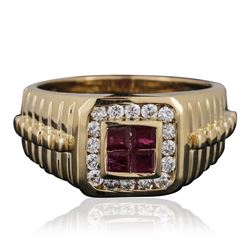 14KT Yellow Gold 0.40ctw Ruby and Diamond Ring