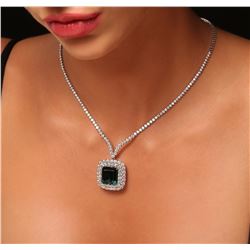 18KT White Gold 15.54ct GIA Certified Tourmaline and Diamond Necklace