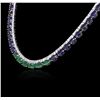 Image 7 : 14KT White Gold 57.60ctw Sapphire, Emerald and Diamond Necklace