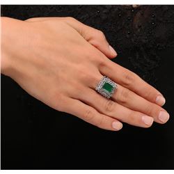 14KT White Gold 3.34ct Emerald and Diamond Ring