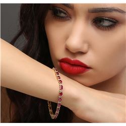 14KT Yellow Gold 11.87ctw Ruby and Diamond Bracelet