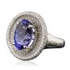 Image 2 : 18KT White Gold 7.14ct Tanzanite and Diamond Ring