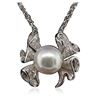 Image 2 : 18KT White Gold Pearl and Diamond Necklace