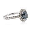 Image 2 : 14KT Gold 2.34ct I-2 / Very Greenish Blue & White Diamond Ring