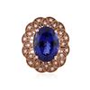 Image 1 : 14KT Rose Gold 11.28ct Tanzanite and Diamond Ring