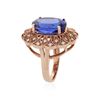 Image 3 : 14KT Rose Gold 11.28ct Tanzanite and Diamond Ring