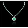 Image 3 : 14-18KT White Gold 23.29ctw Emerald and Diamond Necklace