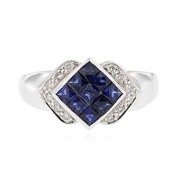 14KT White Gold 1.16ctw Sapphire and Diamond Ring