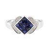 Image 1 : 14KT White Gold 1.16ctw Sapphire and Diamond Ring