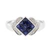 Image 1 : 14KT White Gold 1.16ctw Sapphire and Diamond Ring