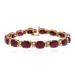 14KT Rose Gold 24.30ctw Ruby and Diamond Bracelet