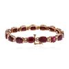 Image 2 : 14KT Rose Gold 24.30ctw Ruby and Diamond Bracelet