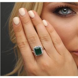 14KT White Gold 5.24ct Emerald and Diamond Ring