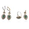 Image 1 : SILVER 7.16ctw Green Crystal and Cubic Zirconia Jewelry Suite