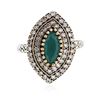 Image 2 : SILVER 7.16ctw Green Crystal and Cubic Zirconia Jewelry Suite