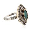 Image 3 : SILVER 7.16ctw Green Crystal and Cubic Zirconia Jewelry Suite