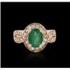 Image 3 : 14KT Rose Gold 1.47ct Emerald and Diamond Ring