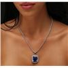 Image 1 : 14KT White Gold GIA Certified 29.00ct Tanzanite and Diamond Pendant With Chain