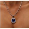 Image 2 : 14KT White Gold GIA Certified 29.00ct Tanzanite and Diamond Pendant With Chain