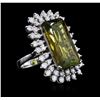 Image 4 : 14KT White Gold 13.90ct Tourmaline and Diamond Ring