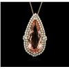 Image 1 : 14KT Rose Gold GIA Certified 51.17ct Morganite and Diamond Pendant With Chain