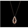 Image 2 : 14KT Rose Gold GIA Certified 51.17ct Morganite and Diamond Pendant With Chain