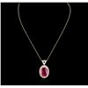 Image 3 : 14KT Yellow Gold 21.67ct Ruby and Diamond Pendant With Chain