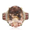 Image 1 : 14KT Yellow Gold 8.24ct Morganite, Pink Sapphire and Diamond Ring