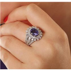 14KT White Gold 2.71ct Tanzanite and Diamond Ring