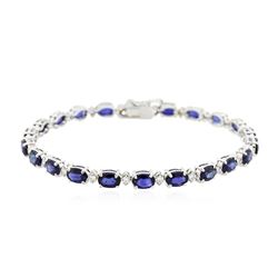 14KT White Gold 12.32ctw Sapphire and Diamond Bracelet