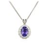 Image 2 : 14KT White Gold 5.59ct Tanzanite and Diamond Pendant With Chain