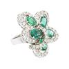 Image 4 : 14KT White Gold 5.00ctw Emerald and Diamond Ring