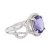 Image 2 : 14KT White Gold 2.73ct Tanzanite and Diamond Ring