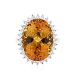 14KT White Gold 12.00ct Citrine and Diamond Ring