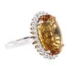 Image 2 : 14KT White Gold 12.00ct Citrine and Diamond Ring