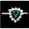 Image 3 : 18KT White Gold 1.15ct Green Tourmaline and Diamond Ring