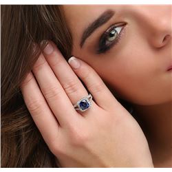 14KT White Gold 2.90ct Sapphire and Diamond Ring