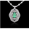 Image 4 : 18KT White Gold 5.64ct Emerald and Diamond Necklace