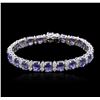 Image 3 : 14KT White Gold 19.14ctw Tanzanite and Diamond Bracelet