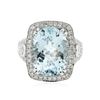 Image 1 : 14KT White Gold 7.27ct Aquamarine and Diamond Ring