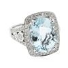 Image 2 : 14KT White Gold 7.27ct Aquamarine and Diamond Ring