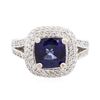 Image 1 : 14KT White Gold 2.92ct Sapphire and Diamond Ring