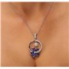 Image 2 : 14KT White Gold 9.20ctw Tanzanite and Diamond Pendant With Chain